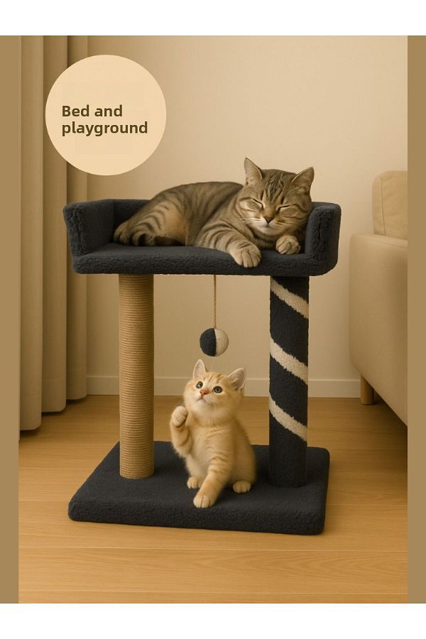 Komano Pontika-Plush Textured Soft 2 Layer Sleeping-Playing Cat Scratching Board 55cm Soft Colors 1