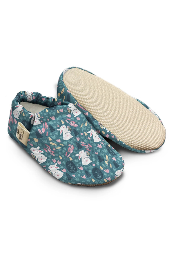 Kokopatik-,Non-Slip Sole,Organic Cotton Home Nursery Booties,Rabbit Patterned Booties 1