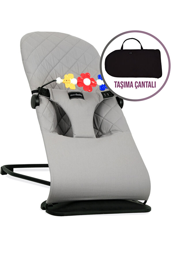 merfbaby Cotton Oyuncaklı Ana Kucağı - Gri - TAŞIMA ÇANTALI