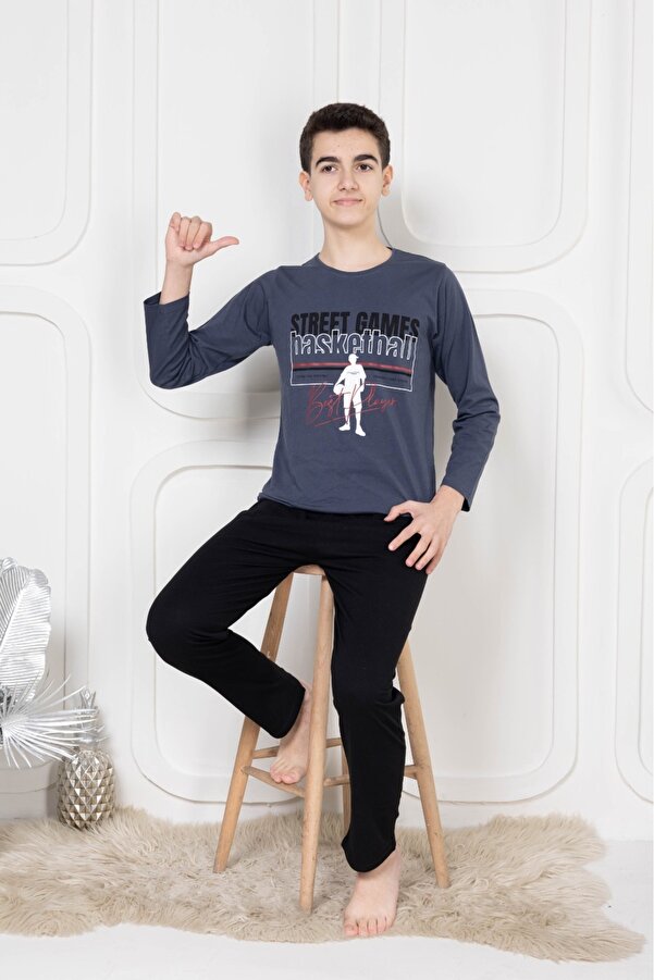 Pyjama Familya Erkek Çocuk ince Uzun Kollu Figürlü Pijama takımı