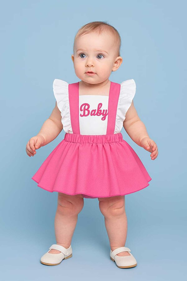 bebekpare Kız Çocuk Fırfırlı Romper Elbise Baby Baskılı