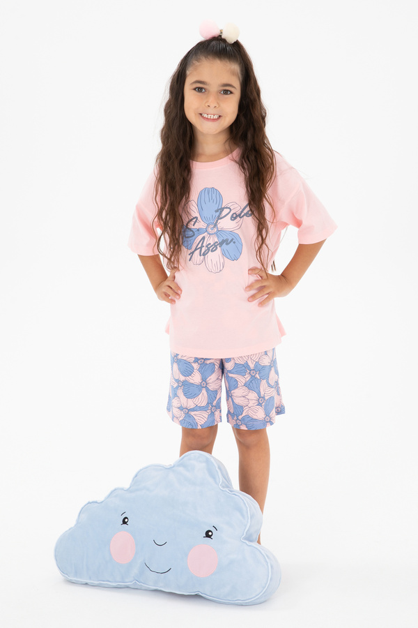 U.S. Polo Assn. Kız Çocuk Somon Şortlu Alt Üst Takım 50312506-VR047