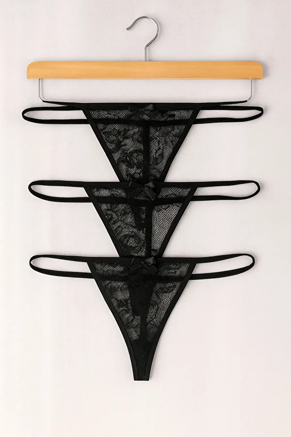 Emsay Store-Romantic Series 3-Pack Fancy Sexy Lace Plus Size (Available) Women's String -Thong Panties 1