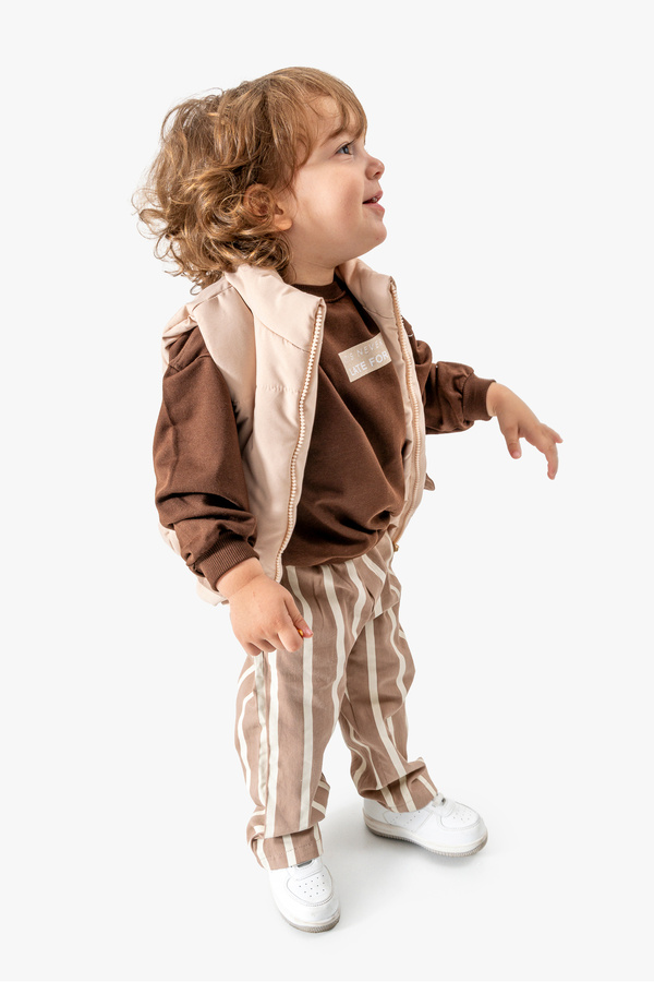 Jikko Baby Şerit Pantolonlu Yelekli 3’lü Takım 9075