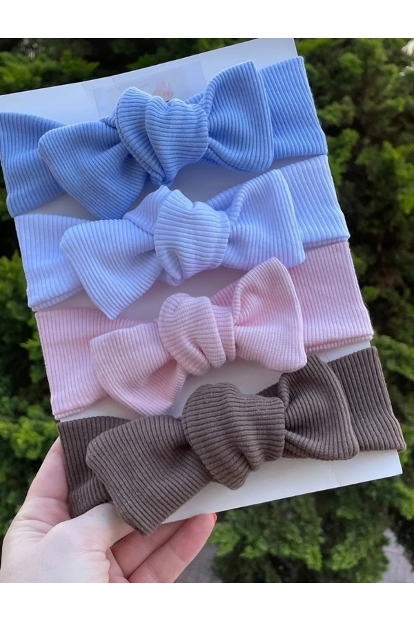 nisbutik aksesuar 4'lü Bandana Seti, Yenidoğan Uyumlu Kız Bebek Bandana Seti