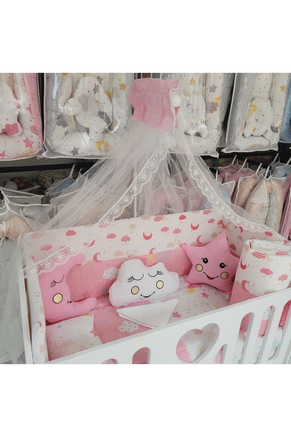 JULYA KİDS Bebek Uyku Seti 12 Parça – Tüllü Cibinlik ve Aparat Dahil (60×120 cm)