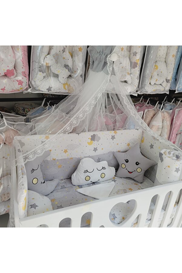 JULYA KİDS Bebek Uyku Seti 12 Parça – Tüllü Cibinlik ve Aparat Dahil (60×120 cm)