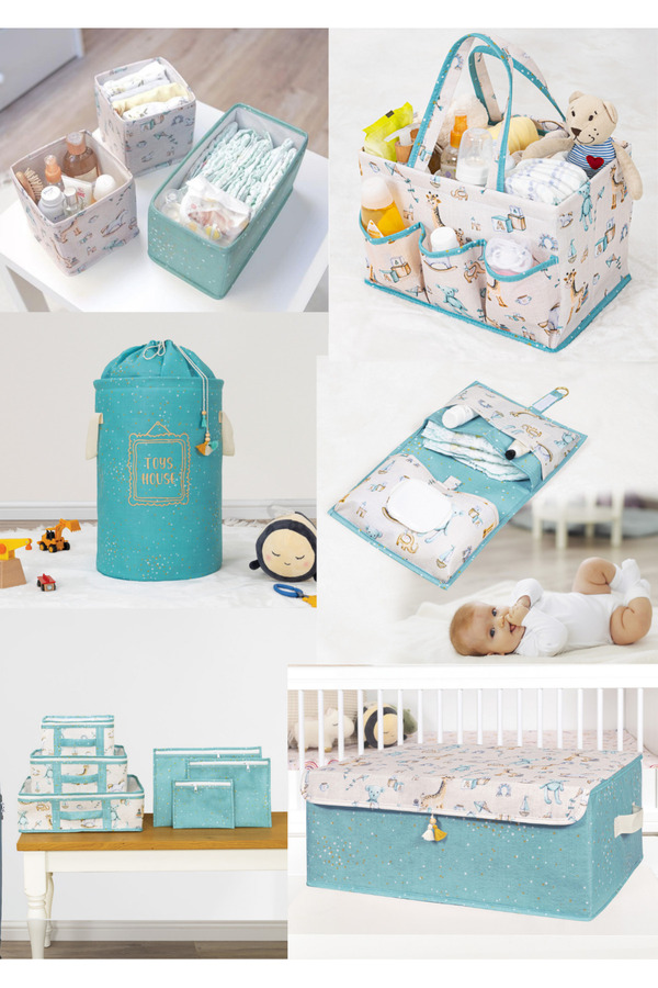 FORSACE 13 Parçadan Oluşan Yeni Doğan Bebek Bakım Seti Mavi(bavul-altbakım-baza-sepet-bakımç.-3lüçek)