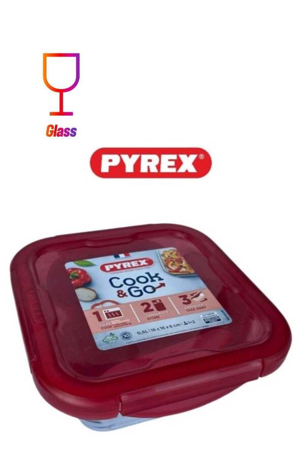 Generic-PYREX Pyrex Cook&Go 0.8L Square Storage Dish with Airtight Lid - Versatile Freezer-to-Oven Solution 1