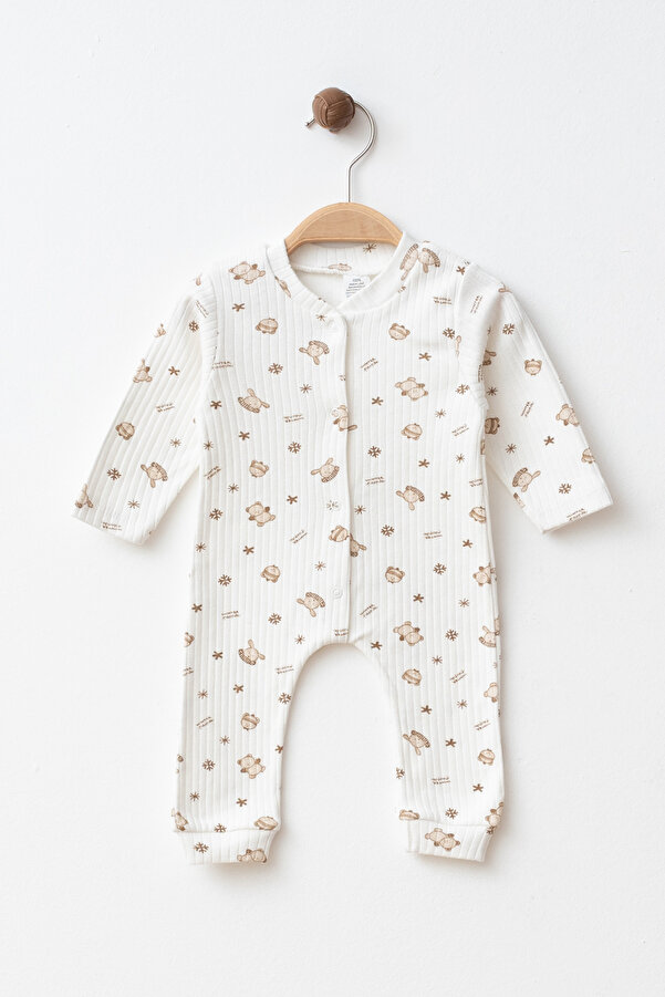 yukobaby bebeğiniz için en doğalı BEBEK WİNTER BEAR BEYAZ 3-6-9 AY PAMUKLU MANŞETŞİZ TULUM YENİDOĞAN HASTANE ÇIKIŞI BEBEK KIYAFETİ