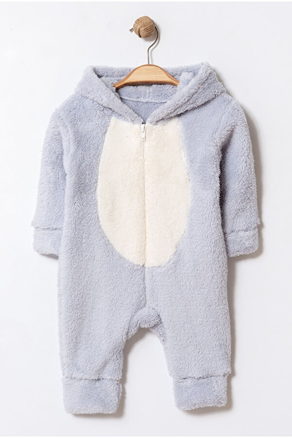 Chicsy Baby Kışlık Tatlı Tavşan Kulaklı Kapüşonlu Welsoft Fermuarlı Bebek Tulum