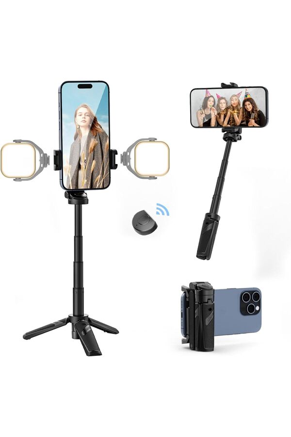 ulanzi-JJ02 Extendable Handgrip Tripod, Pocket Size Selfie Stick w Built-in Bluetooth Remote Shutter 1