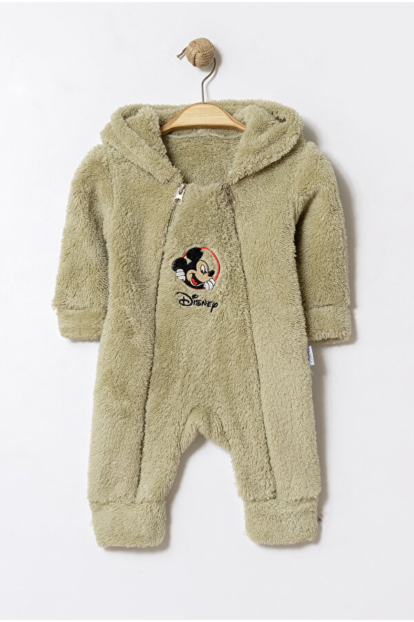 Chicsy Baby Kışlık Tatlı Disney Mickey Mouse Welsoft Bebek Tulum Kapüşonlu Çift Fermuarlı