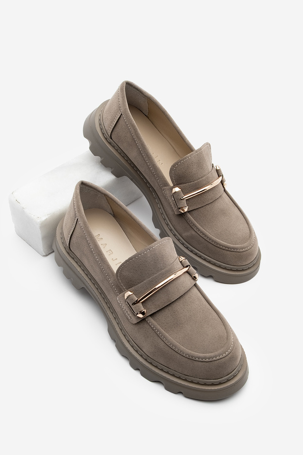Marjin-Damen Loafer Dicke Sohle Kette Freizeitschuhe Zolez Nerz 1