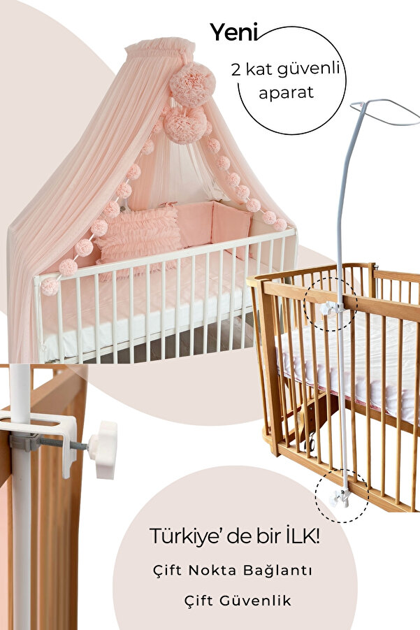 PAMUKA Bebek Beşik Cibinliği Tül Sineklik Baby Pink