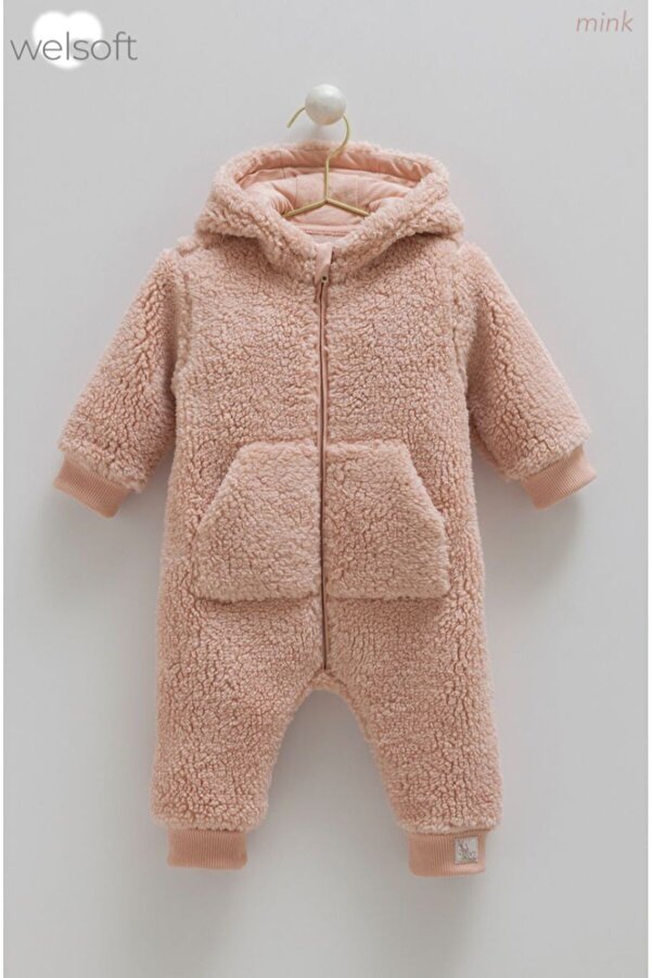 Caramell Welsoft Mink Kız Bebek Tulum Vizon