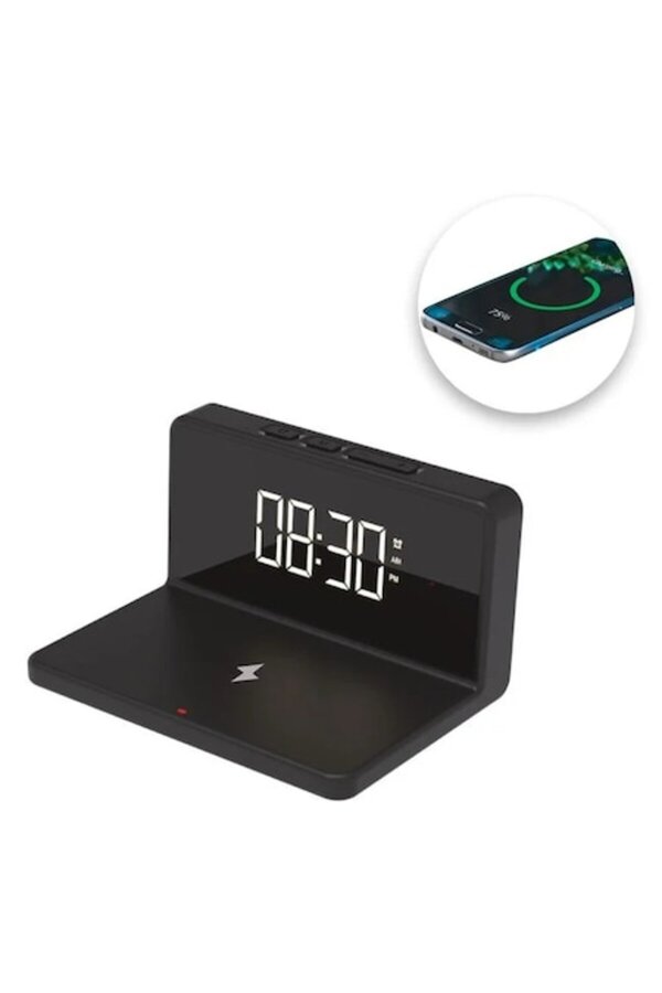 i-JMB-Digital Alarm Clock with 10W Wireless Charging, LED Display, Alarm, Thermometer, Modern Design, C 1