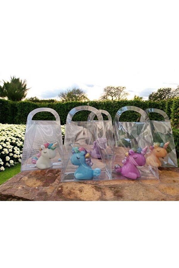 rudemcandle 5'li Unicorn Mum Hediyelik Asetat Çantalı Doğum Doğumgünü