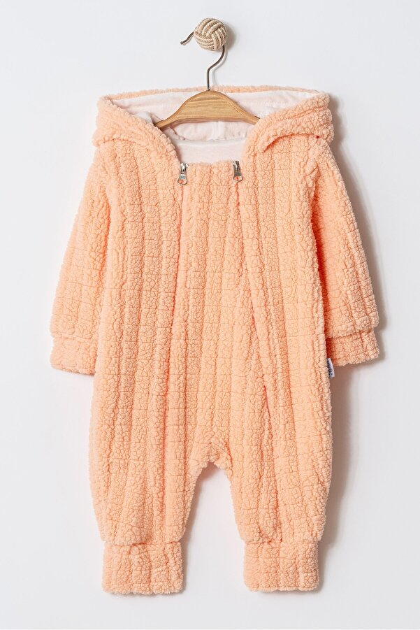 Chicsy Baby Kışlık Tatlı Kulaklı Welsoft Çift Fermuarlı Kolay Giyimli Kapüşonlu Bebek Tulum 6 aylık