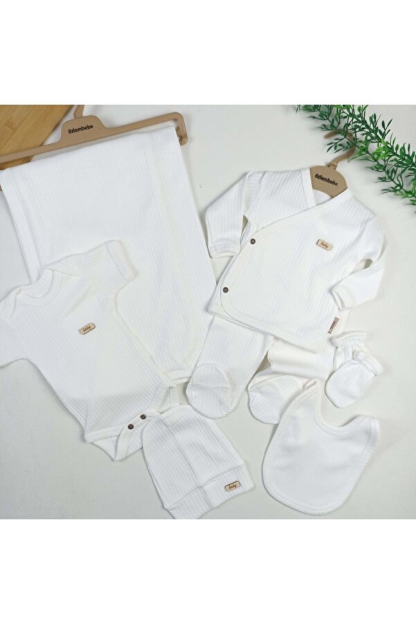 BYS BABY FASHION % 100 Organik Pamuklu Raporlu Kumaş 7'li Yenidoğan Kız - Erkek Bebek Hastane Çıkış Seti