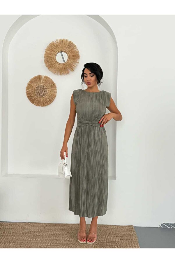 LAMİFUSTORE Bel Detaylı Piliseli DANIEL Elbise