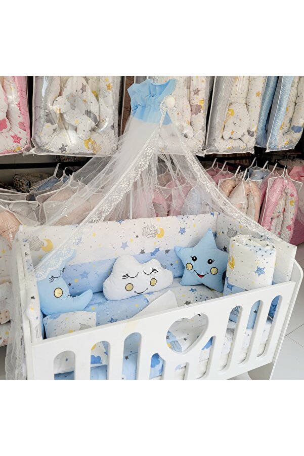 JULYA KİDS Bebek Uyku Seti 12 Parça – Tüllü Cibinlik ve Aparat Dahil (60×120 cm)