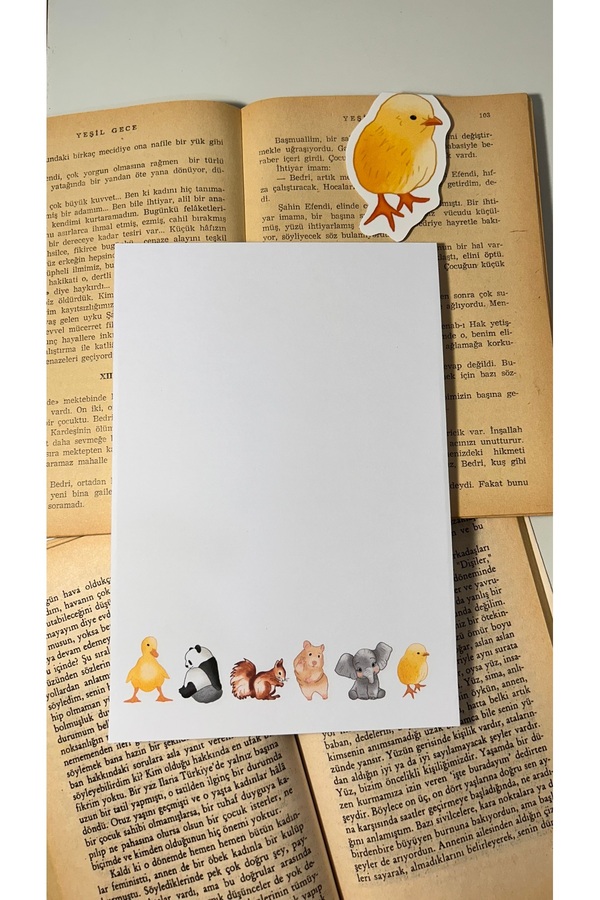 Handeto Kraft-Cute Animals Notepad Check Pull Notebook, Glue Notepad, A5 Notebook, Unlined Notebook Notepad 1