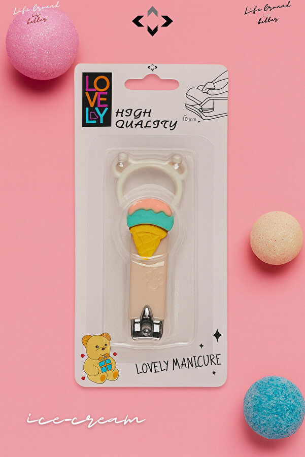 LİGROUND İCE CREAM LOVELY Sevimli Tırnak Makası Desenli Kabartmalı Kılıflı Tırnak Makası Çocuk Bebek Tırnak