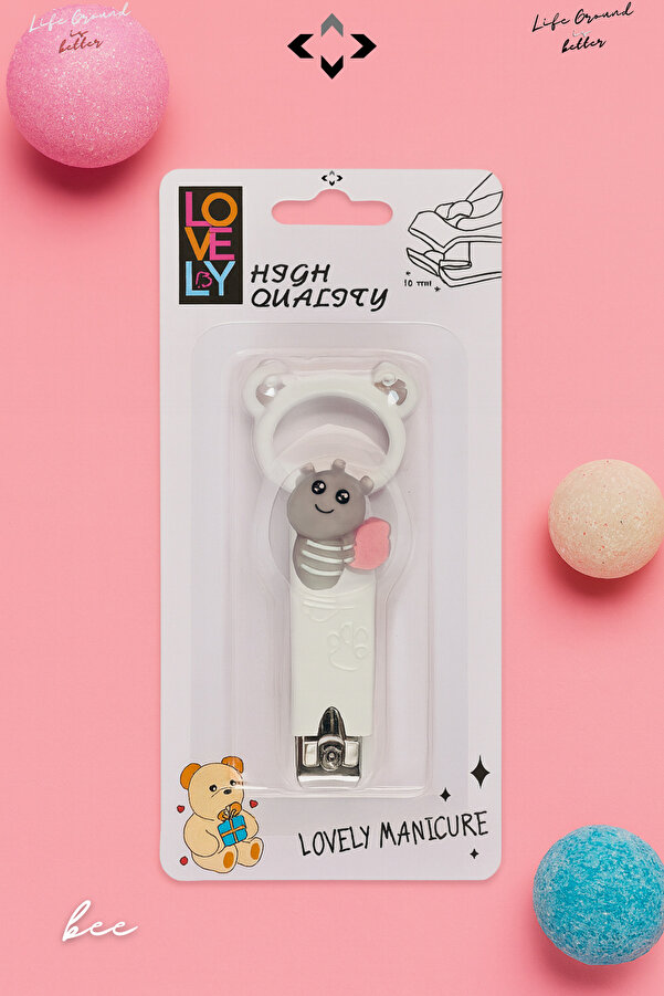 LİGROUND BEE LOVELY Sevimli Tırnak Makası Desenli Kabartmalı Kılıflı Tırnak Makası Çocuk Bebek Tırnak Makas