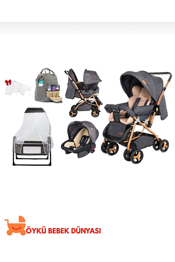 ÖYKÜ BEBEK DUNYASI Hoş Geldin Bebek Çeyiz Seti ( Bebek Arabası-Puset -Beşik-Anne Bebek Bakım Çantası )