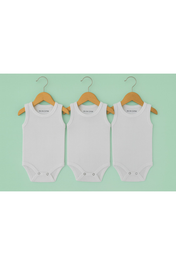 KA-HA Giyim %100 Pamuklu 3'lü Çıtçıtlı Bebek Body Zıbın / Pamuklu Bebek Atlet / Bebek Çıtçıtlı / Organik