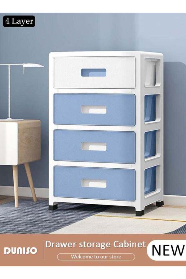 fun zone-DUNISO 4 Layer Drawer Storage Cabinet with Wheels, Toys Storage Box, Office Desk Storage Box, Drawer 1