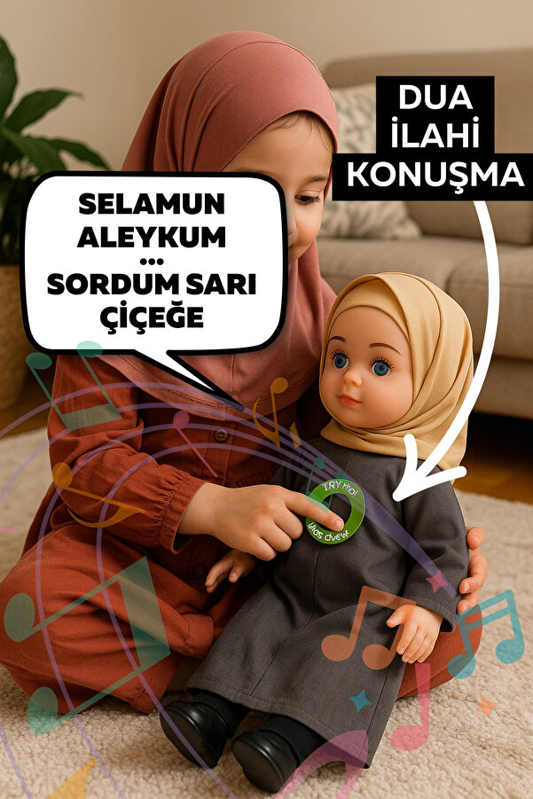 Eco Lounge Tesettürlü Meryem Bebek Sesli Dua ve İlahi Söyleyen İnteraktif Maneviyat Geliştirici Oyuncak Bebek
