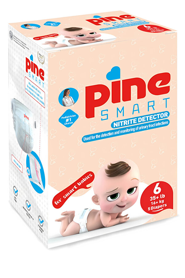 Pine SMART Akıllı Bebek Bezi 5’li (2, 3, 4, 5, 6 Beden (3–6 Kg / 4–9 Kg / 7–14 Kg / 11–18 Kg / 15+ Kg)