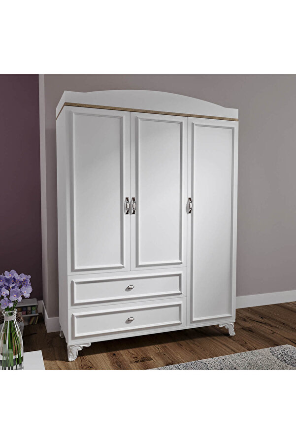 Baby Darling %100 Mdf Lisa 135cm 3 Kapaklı Dolap Meşe