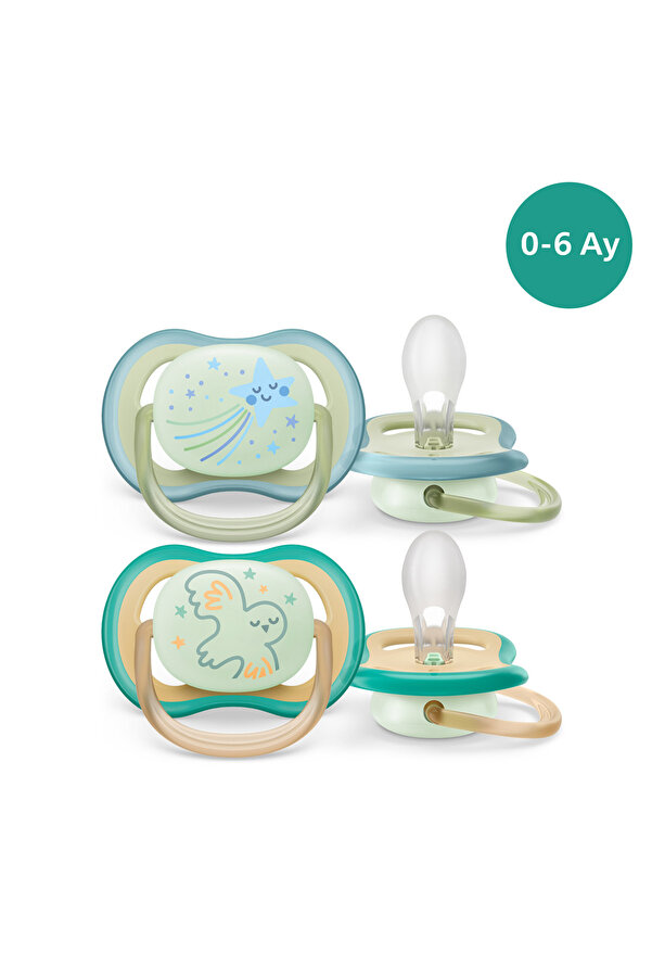 Philips Avent Ultra Air Gece Emziği 0-6 Ay, 2'li Erkek, SCF376/18