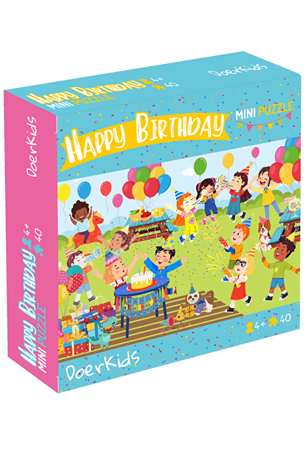 DoerKids Mutlu Doğum Günü Mini Puzzle | 3-7 Yaş - 40 Parça