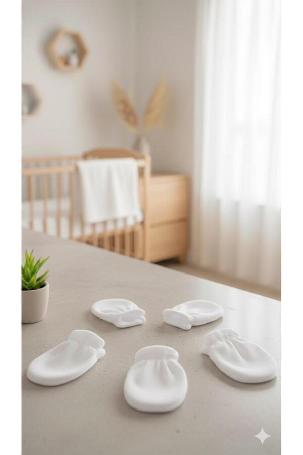 Baby Bakkal 5 Çift Pamuklu Lastikli Bebek Eldiveni