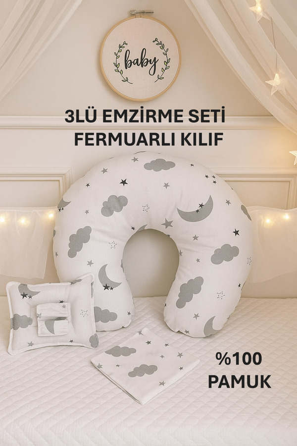 Findlay Baby 3LÜ EMZİRME SETİ BULUT DESEN OEKO TEX sertifikalı