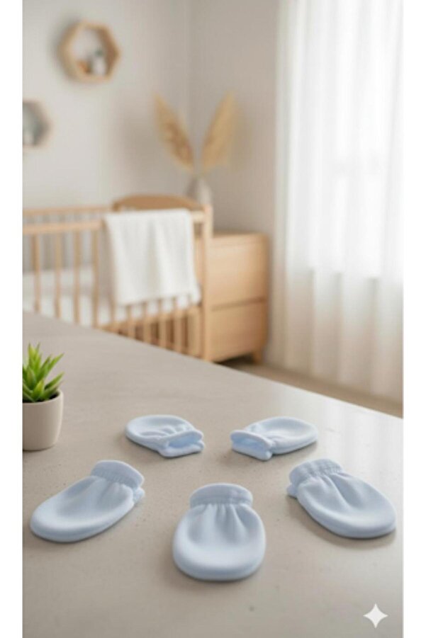 Baby Bakkal 5 Çift Pamuklu Lastikli Bebek Eldiveni