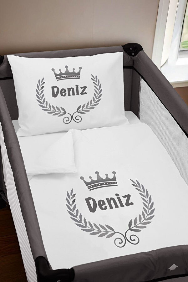 Homamia Isme Özel 75x120 Park Yatak Beşik Nevresim Takımı Kral