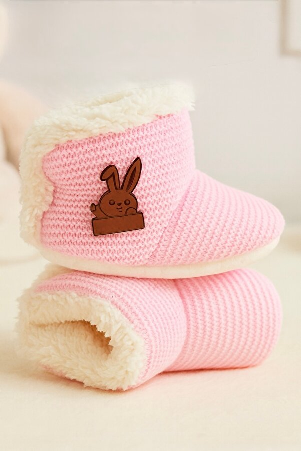 eradkids Premıum Örme Peluş Bebek Tüylü Kaymaz Taban Patik 0-9 Ay Panduf / Ev Botu