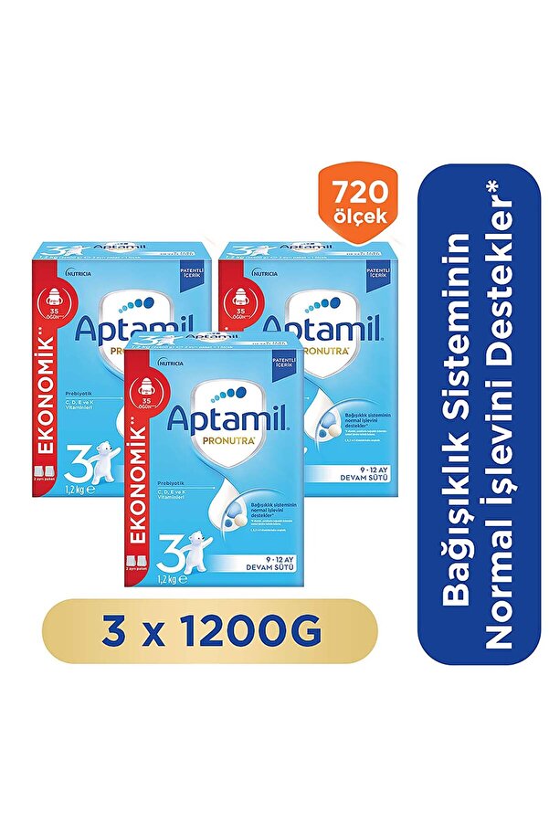 Aptamil 3 Prebiyotikli Devam Sütü 1200 X3 Adet 3600 Gr