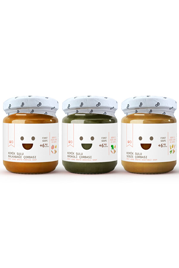 OG natural Kemik Sulu Ek Gıda Çorba Seti 200 G +6 Ay (SEBZE, BROKOLİ, BALKABAĞI)