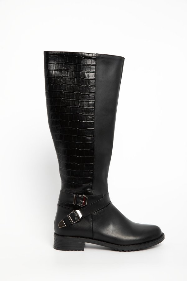 SOHO Black-Black Crocodile Women's Boots 14220