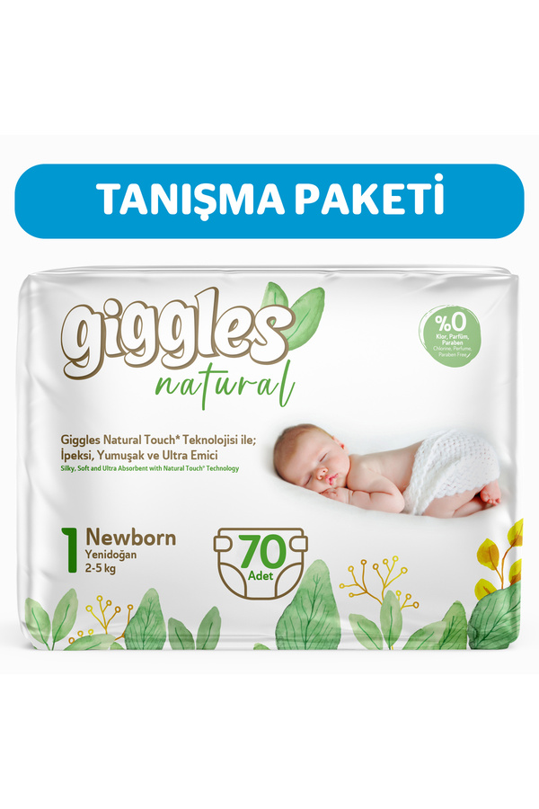 giggles Natural 1 Numara Yenidoğan Pamuklu Bebek bezi 70 Adet