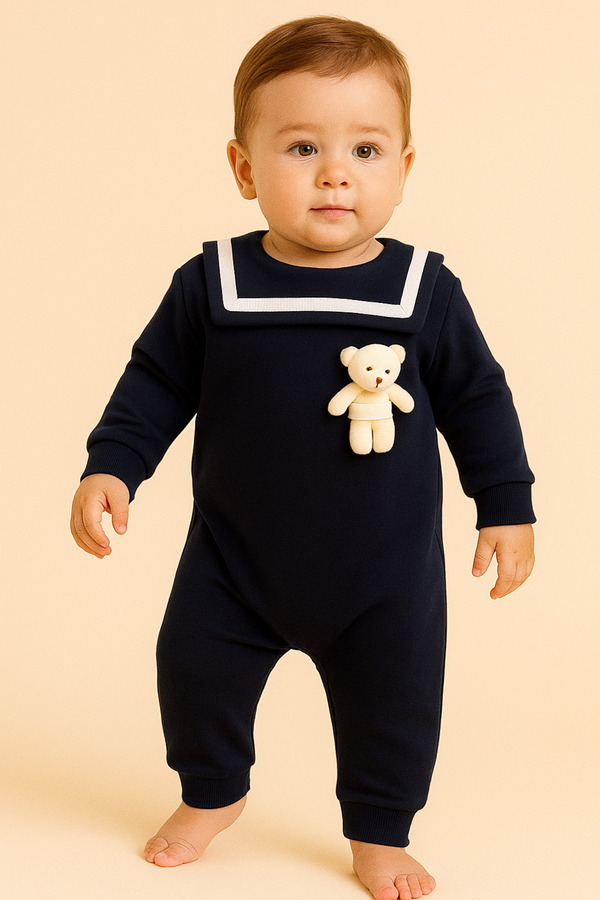 MBK GARDEN Denizci Yaka Ayıcıklı, Geniş Kalıp – 3-12 Ay