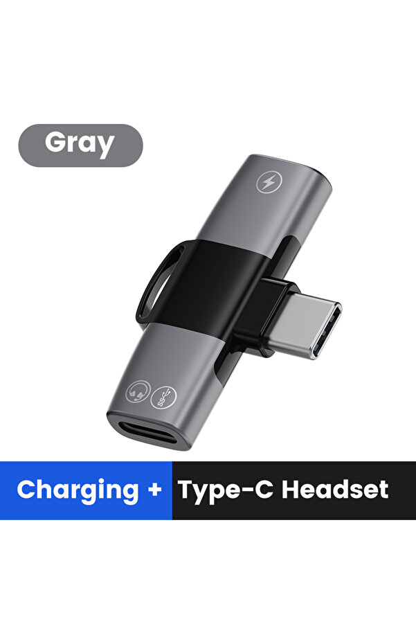 Choice محول صوت من نوع C إلى Dual C رمادي 2 في 1 محول صوت من نوع C إلى ...