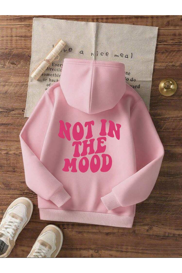 SVART WEAR Not in the Mood Oversize Cotton Hoodie Printed Hooded Sweatshirt