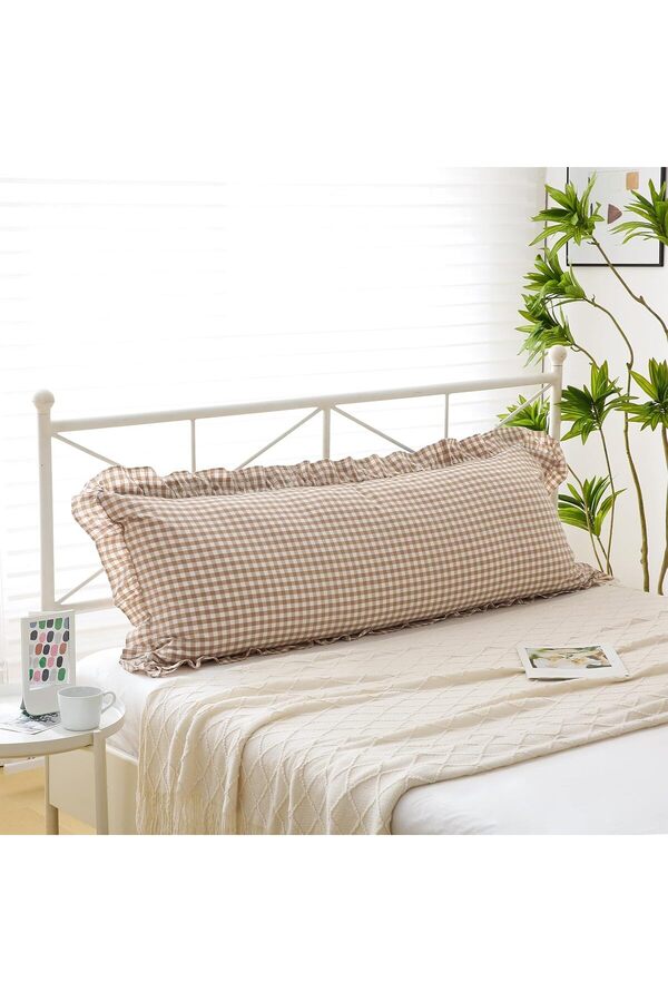 Erba kreasyon Hamile Yastık Kılıfı Pötikare Fırfır Decor Uzun Yastık Kılıfı 50x135cm Hamile Yastığı
